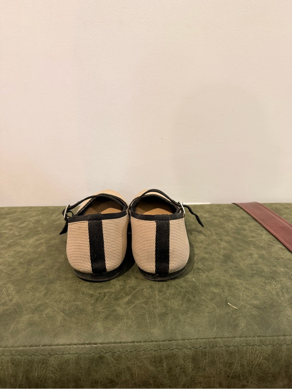 Rachel Zoe Cream & Black Mary Jane Flats with Strap - Picture 6 of 8